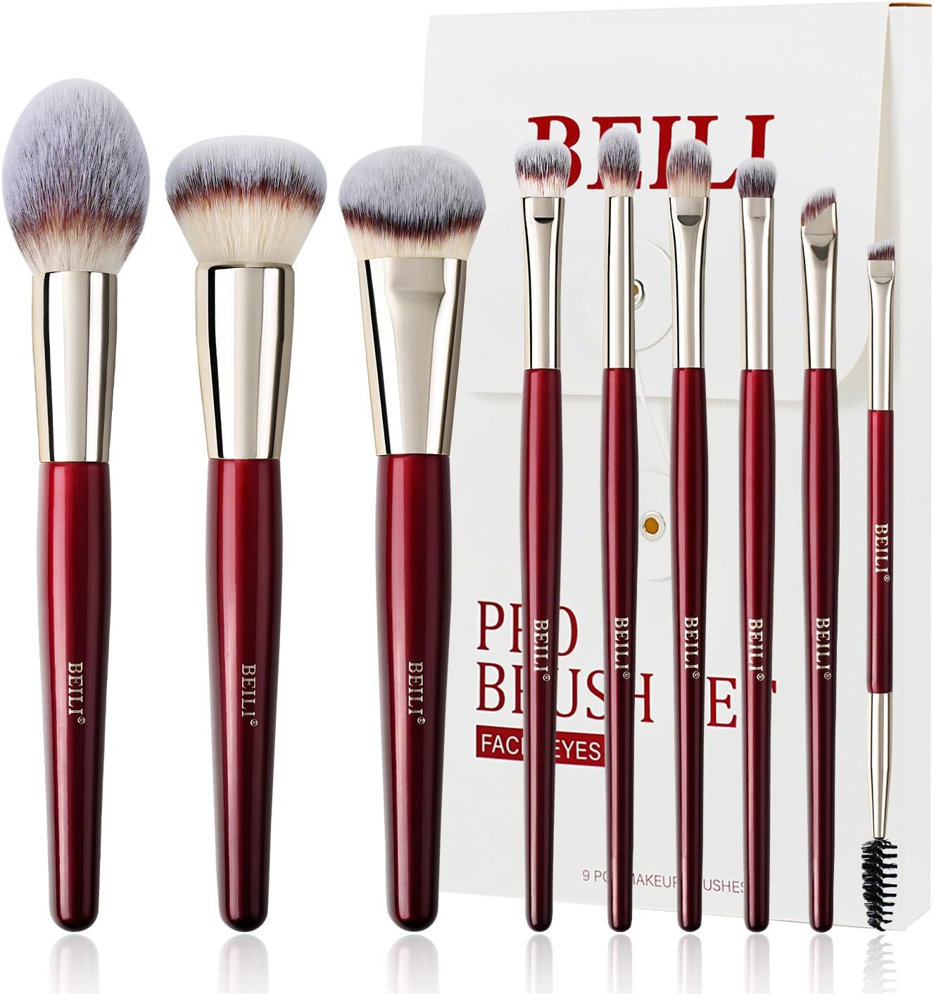 Pinceaux maquillage 9PCS : le set idéal pour un teint parfait et un regard éclatant