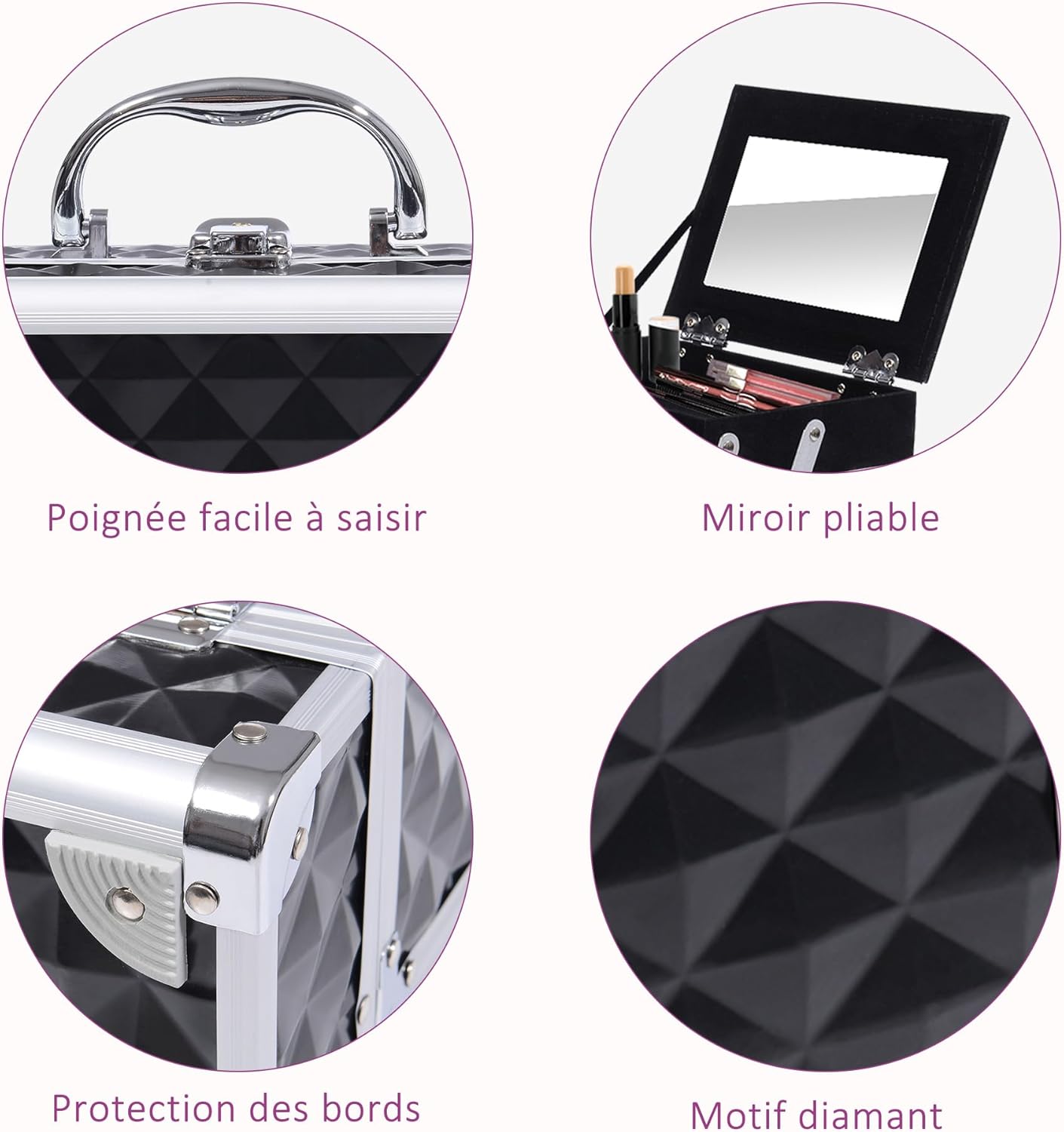 Malette à maquillage élégante : rangement à 3 niveaux pour passionnées de beauté – Image 4