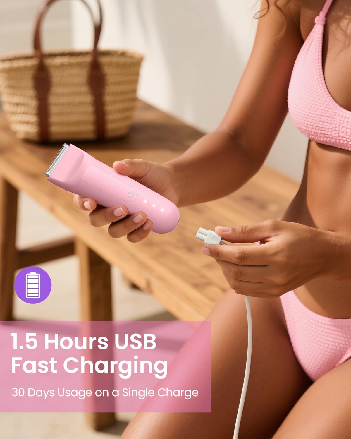 Rasoir intime électrique pour femmes - 2 en 1, sans douleur – Image 4