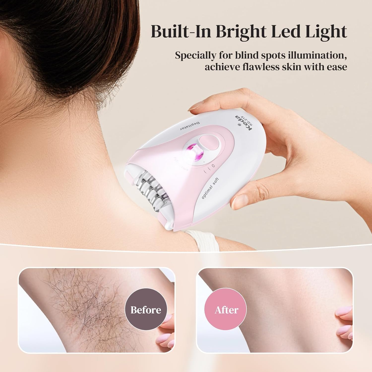 Épilateur Électrique Femme - Précision avec 36 Pinces + 3 Rasoirs Pour un épilateur sans douleur, rechargeable et étanche – Image 4
