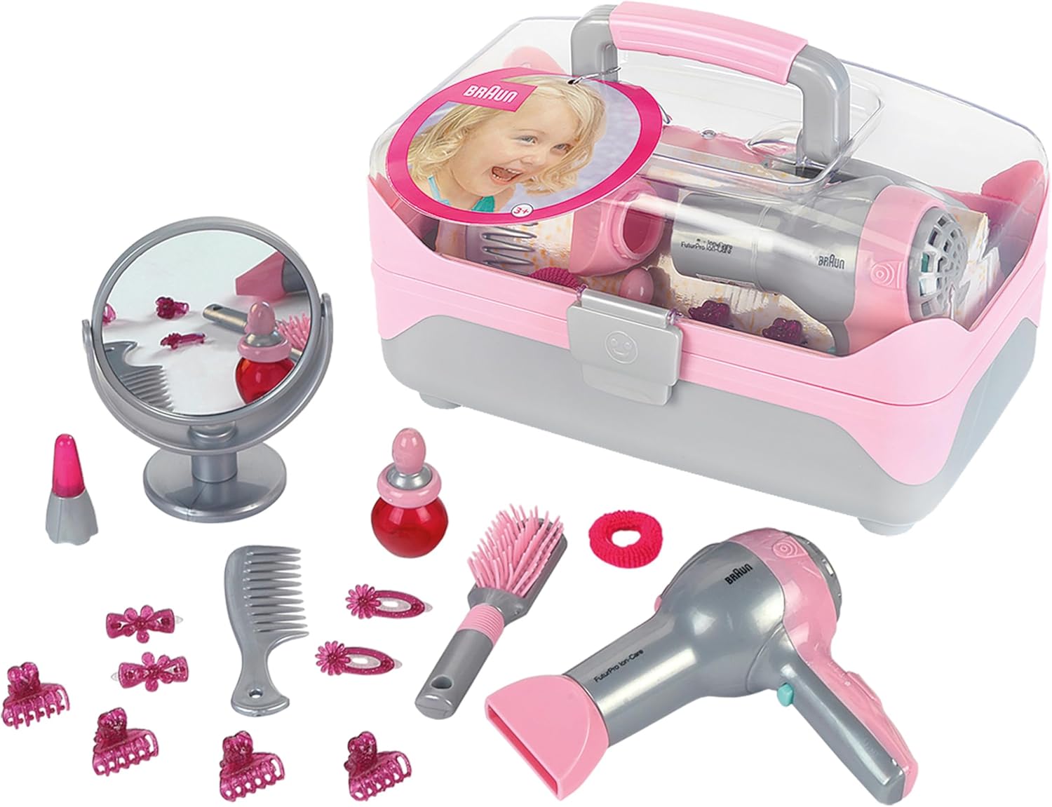 Mallette coiffure avec sèche-cheveux à piles : jouet élégant pour les enfants à partir de 3 ans