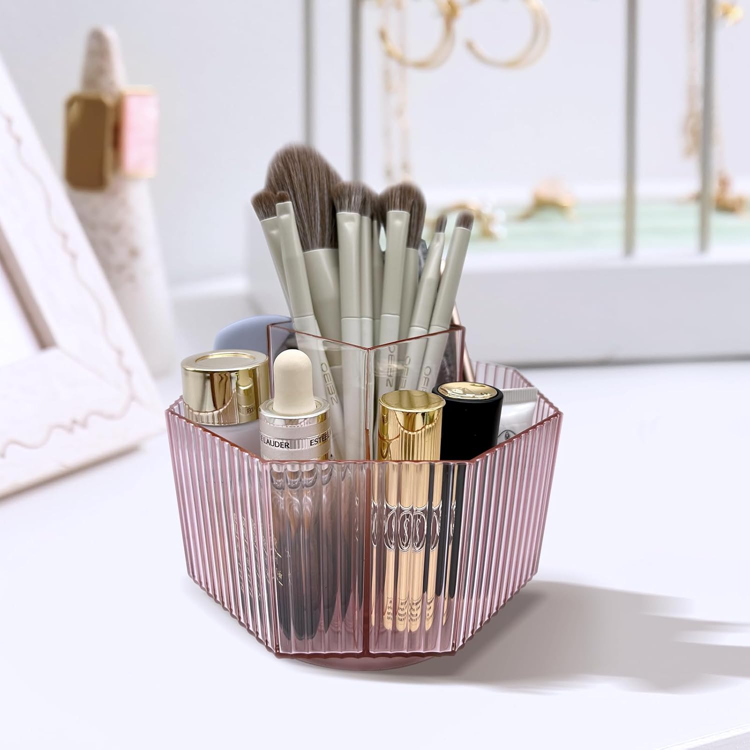 Organiseur de pinceaux de maquillage rotatif à 360° : idéal pour les passionnés de beauté et de soin – Image 4
