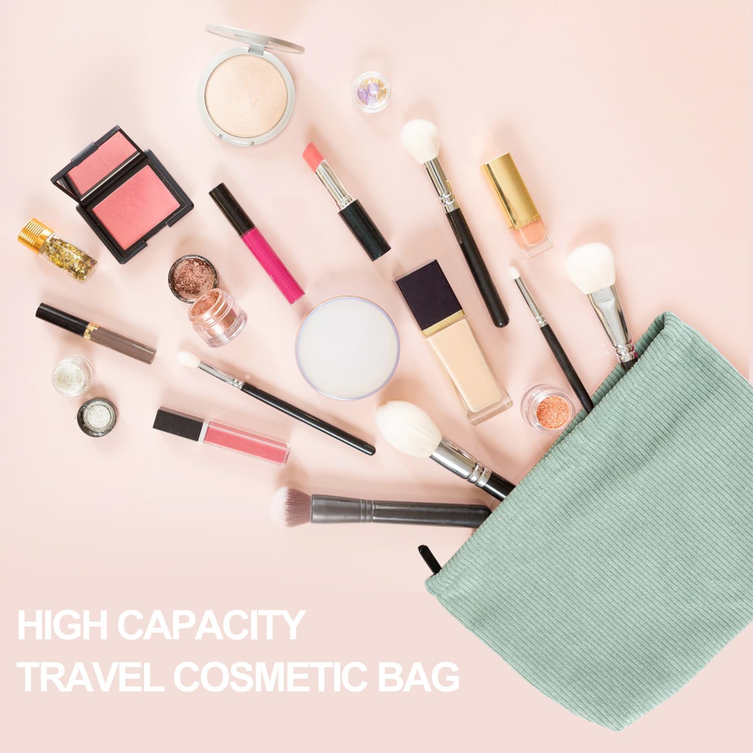 Petite pochette maquillage en velours côtelé : l'accessoire idéal pour femmes en voyage, élégante et imperméable – Image 5