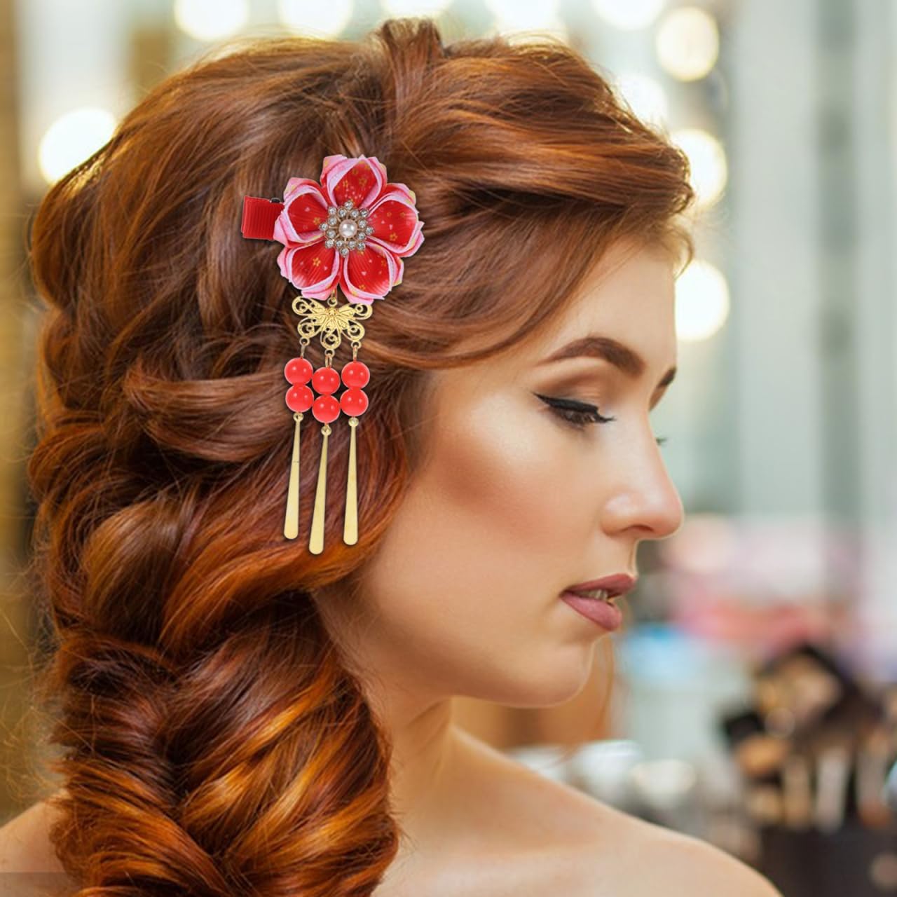Kimono : pince à cheveux kanzashi pour filles, élégance et style floral – Image 2