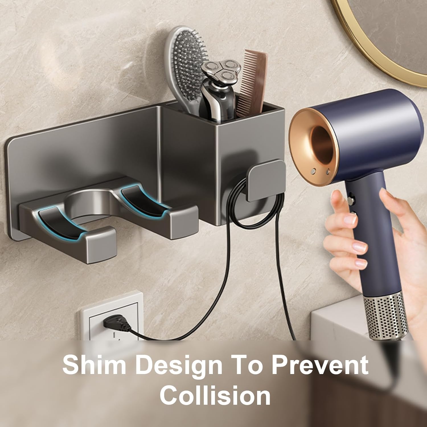 Sèche-cheveux pratique moderne : support mural pour un gain de place et une salle de bain toujours rangée – Image 8