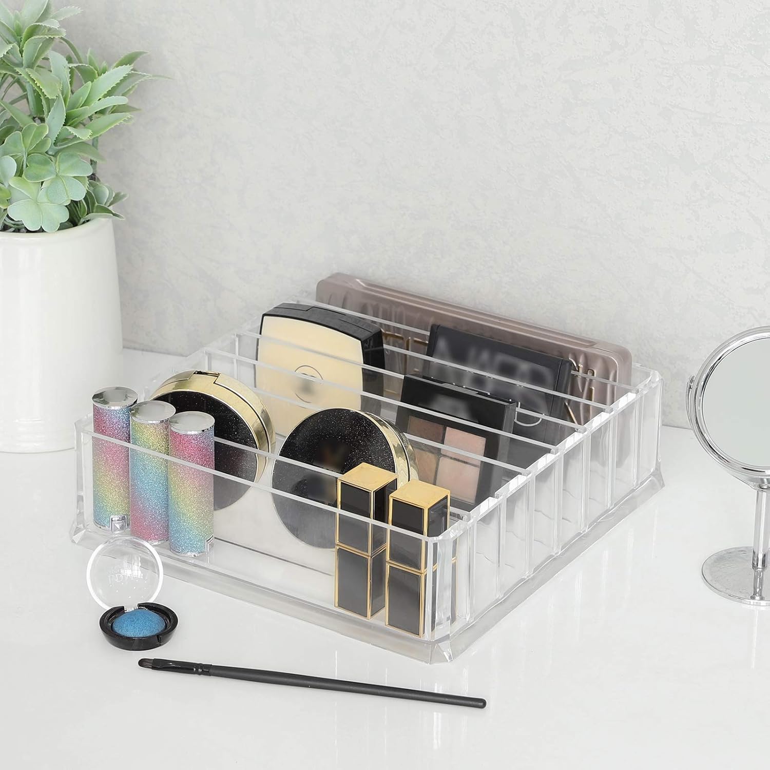 Organiseur de maquillage : rangement cosmétique élégant pour coiffeuse et bureau Profitez d'un espace optimisé avec 7 niveaux et cloisons amovibles – Image 5