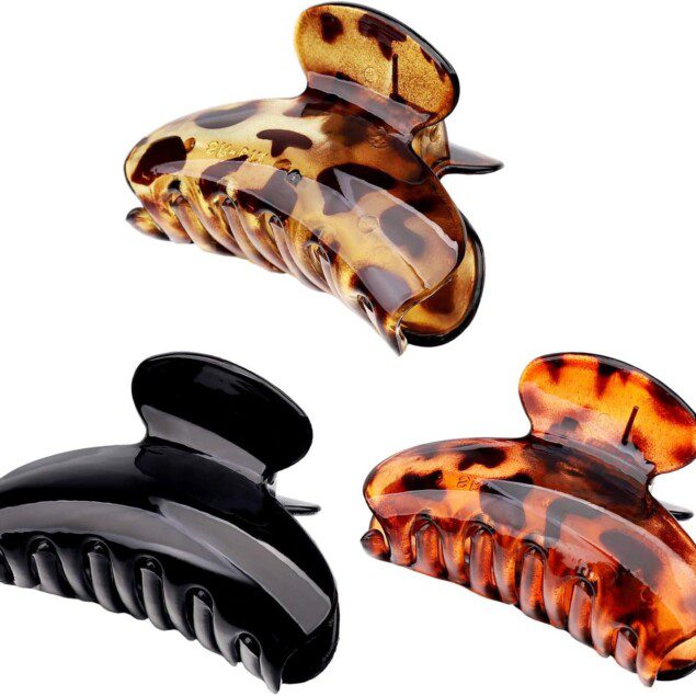 Pince à griffes cheveux : lot de 3 pinces léopard en acrylique pour femmes et filles, élégance et maintien optimal