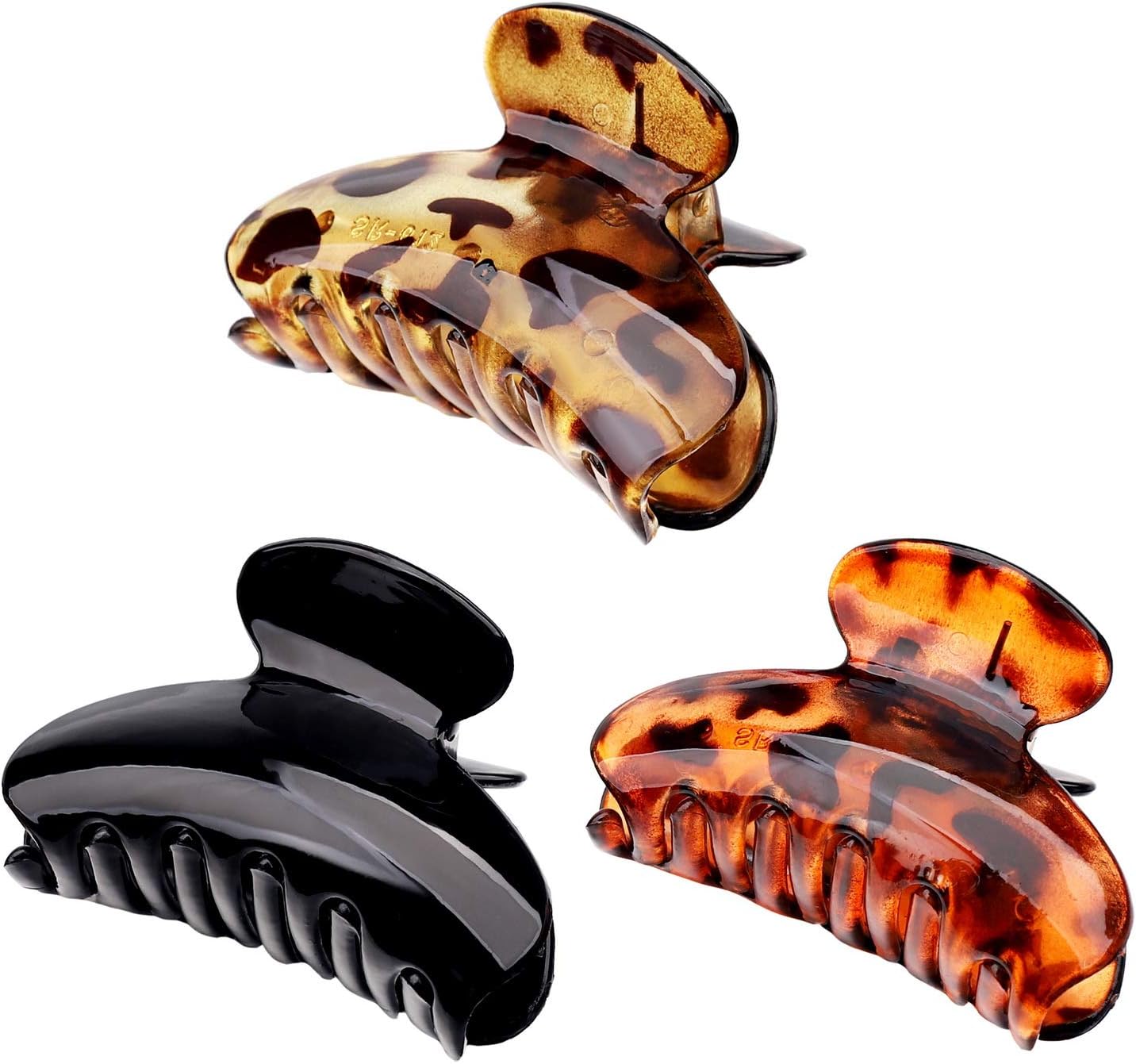 Pince à griffes cheveux : lot de 3 pinces léopard en acrylique pour femmes et filles, élégance et maintien optimal