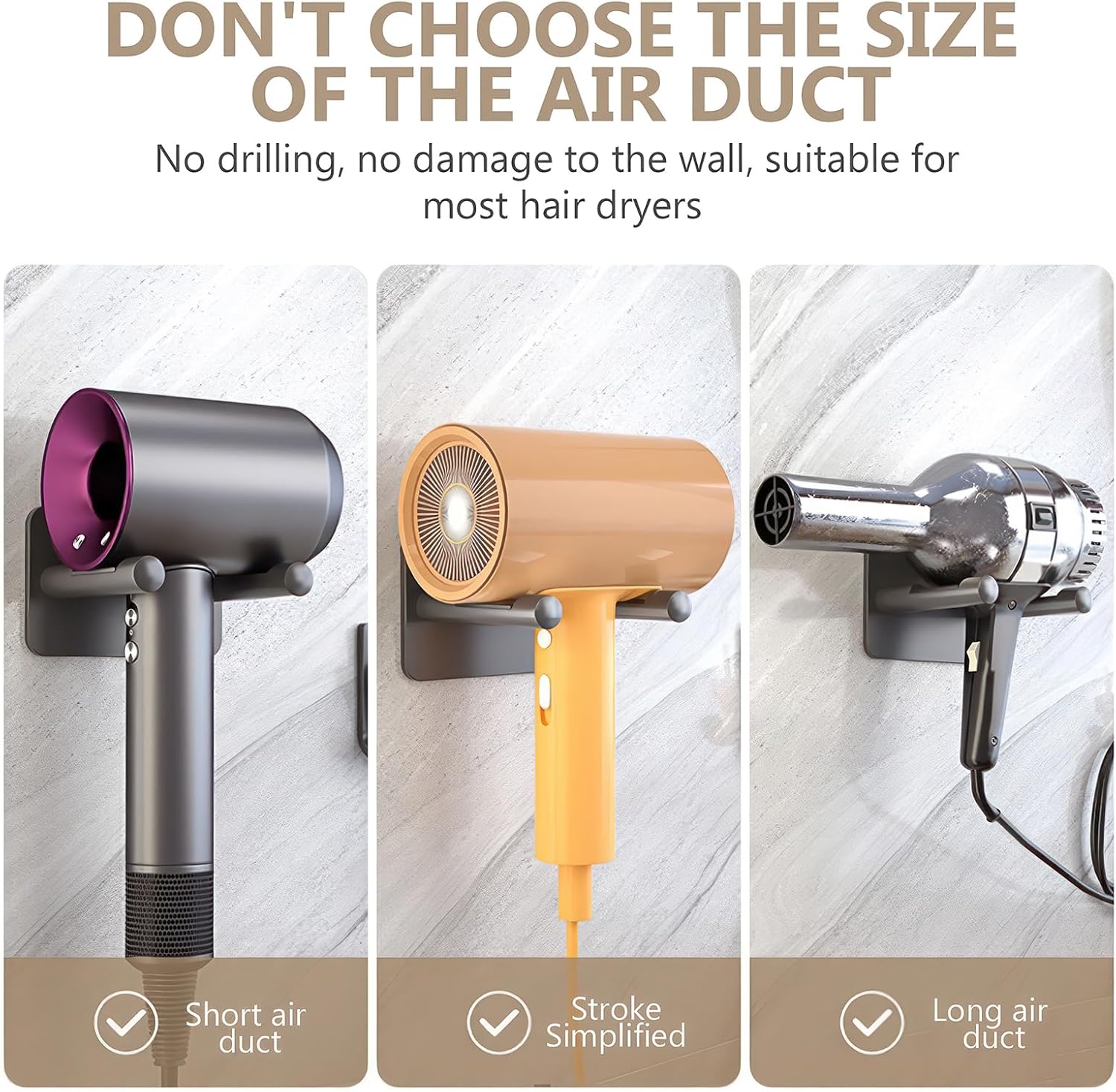Support pour sèche-cheveux : kit pratique et élégant pour un rangement sans perçage – Image 3