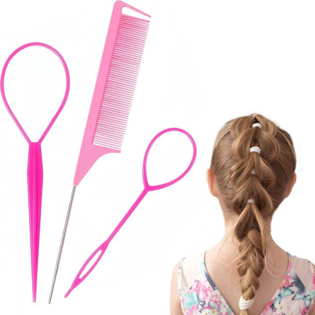 Outil de queue de cheveux : le lot de 3 accessoires de coiffure pratiques pour femmes et filles débutantes