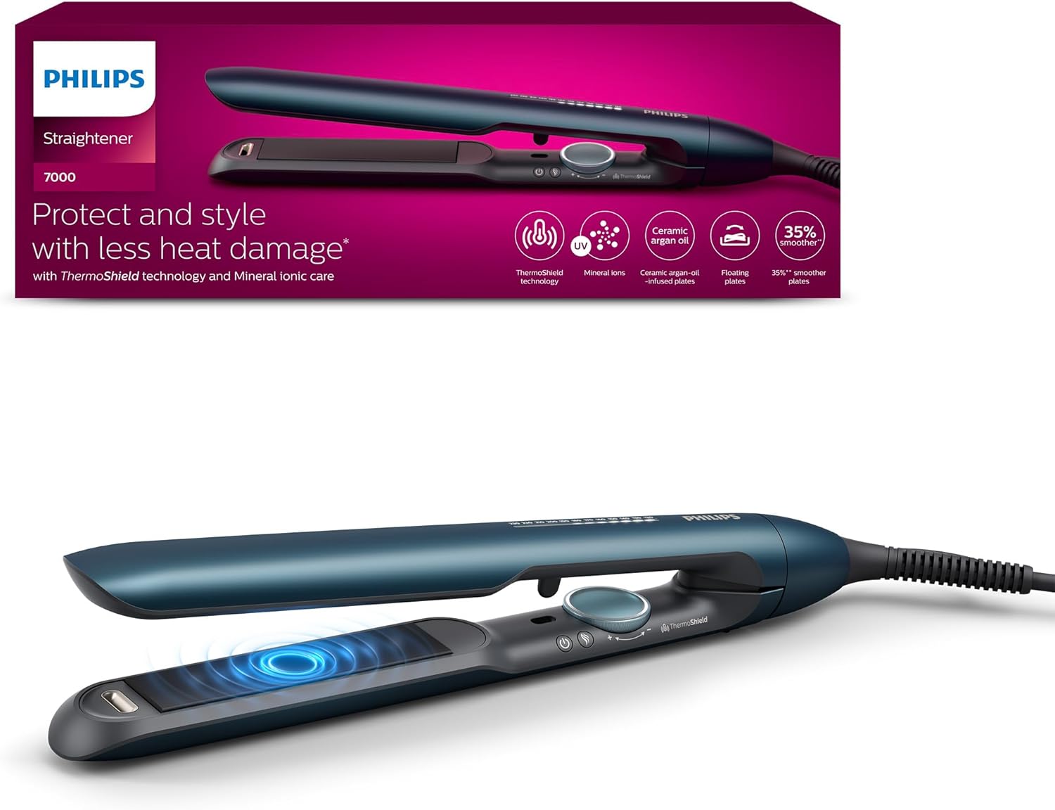 Lisseur professionnel pour des cheveux lisses et brillants : découvrez le modèle Philips 7000 Series avec technologie ThermoShield