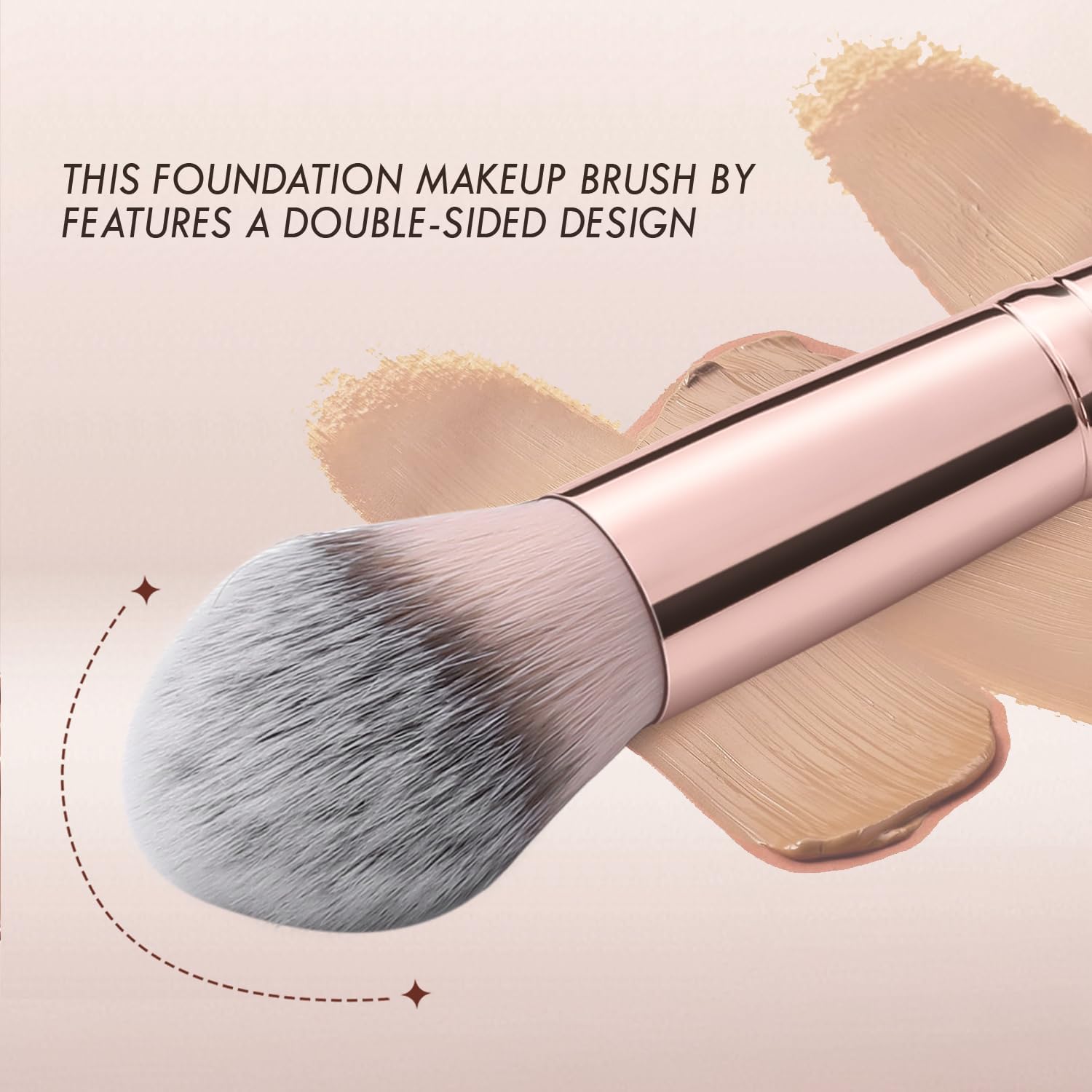 Pinceau de maquillage à double extrémité marron : l’outil idéal pour un teint parfait Pour les passionnées de beauté, idéal pour appliquer fond de teint, poudre, crème anti-cernes et blush – Image 5