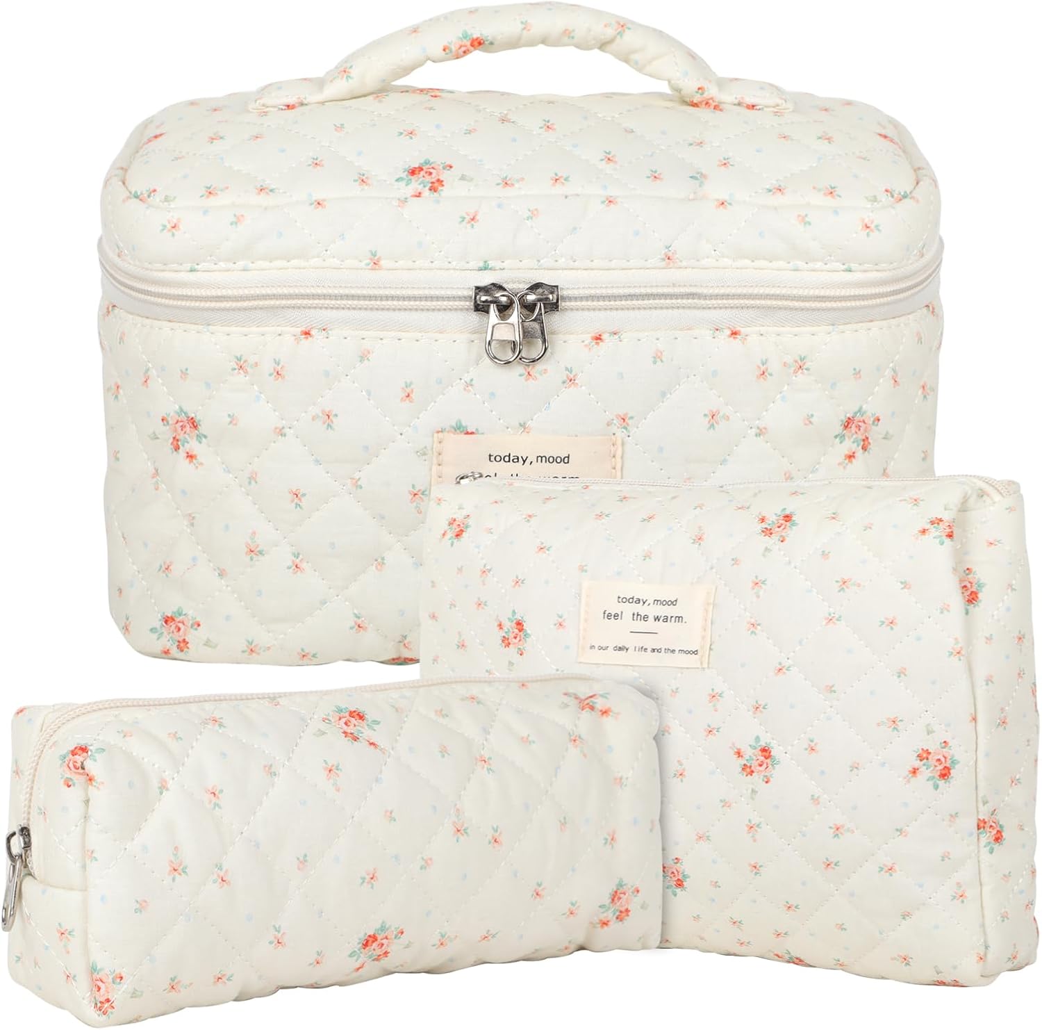 Trousse de toilette femme : lot de 3 trousses florales pratiques pour un voyage organisé et stylé