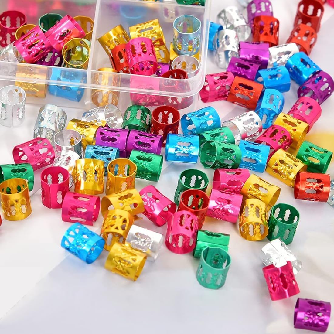 Accessoires de cheveux : 200 pcs de perles et anneaux pour sublimer vos tresses en 7 couleurs – Image 3