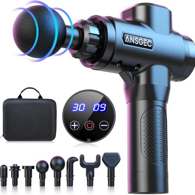 Pistolet de massage musculaire : l'appareil idéal pour soulager douleurs et raideurs  Profitez de 30 vitesses et 8 têtes de massage pour un bien-être optimal
