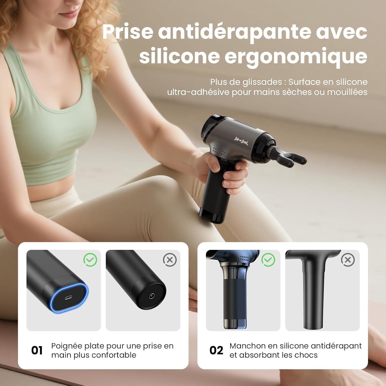 Pistolet de Massage Ultra Silencieux pour Récupération Puissance 4000mAh et Amplitude de 10mm – Image 6