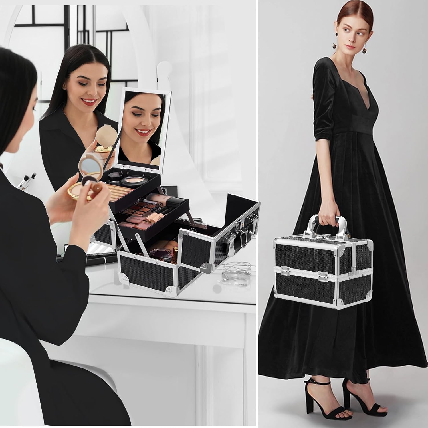 Organisateur de maquillage élégant : mallette de rangement pour femmes, idéale pour le voyage et la beauté – Image 2