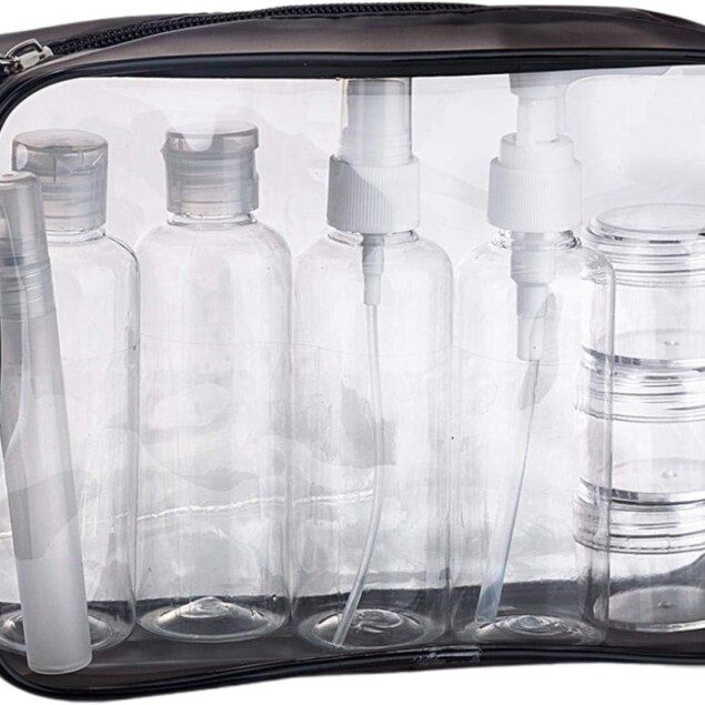 Kit de voyage transparent : trousse de toilette idéale pour voyageurs organisés avec 5 pièces pratiques