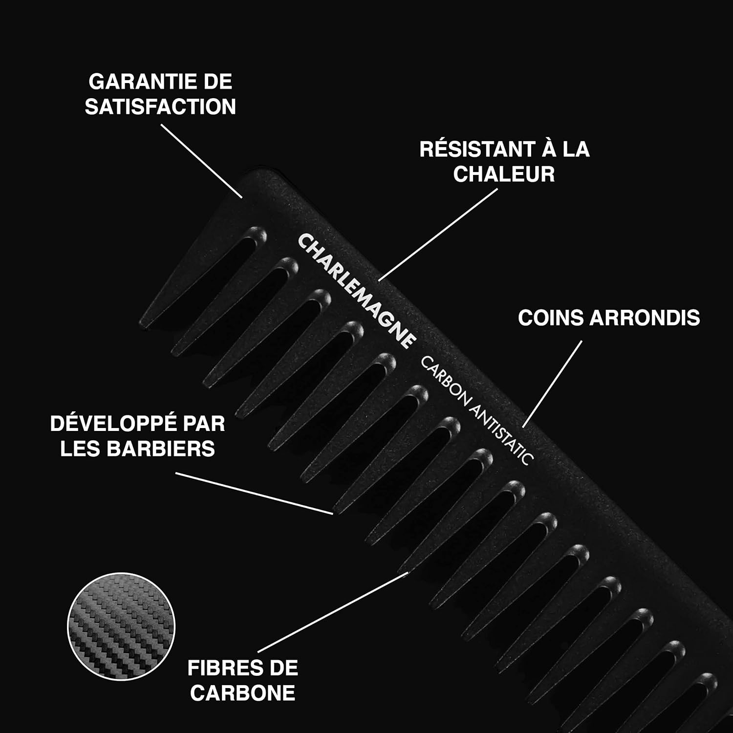 Peigne Charlemagne en Carbone : Élégance et Résistance – Image 4