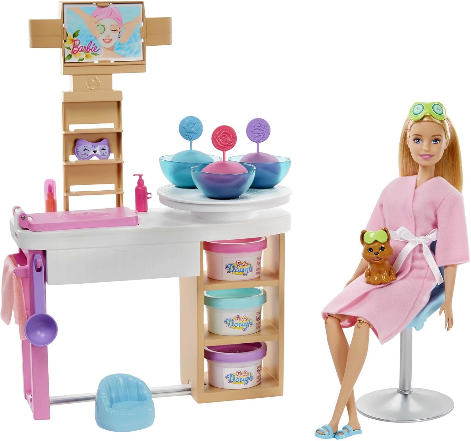Barbie bien-être : coffret journée au spa pour enfants avec poupée blonde, salon de beauté et accessoires amusants