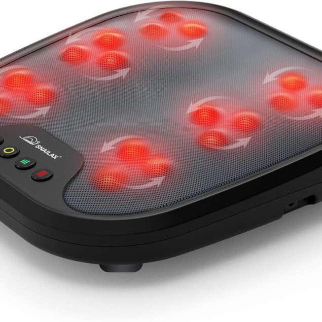 Appareil de massage électrique pour un soulagement des douleurs : Snailax 2-en-1 masseur de pieds shiatsu avec chaleur, nœuds flexibles et chauffe-pieds pour toutes les tailles de pieds