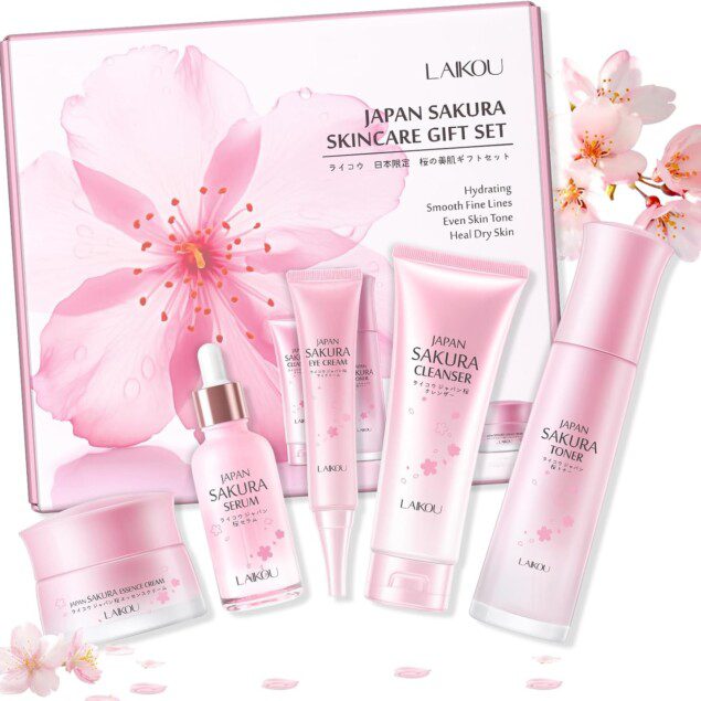 Ensemble de soins du visage Sakura pour adolescentes : 5 pièces pour une peau éclatante et saine