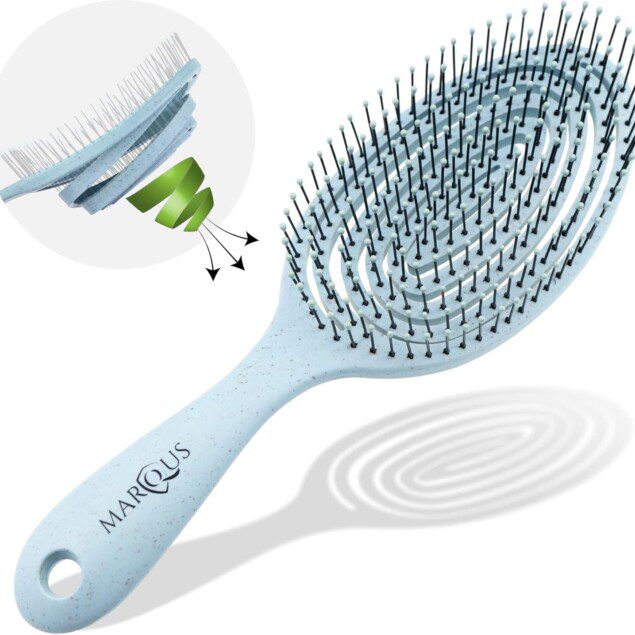 Brosse démêlante innovante : l'outil parfait pour les cheveux d'enfants et tous types de cheveux   Fabriquée à partir de matières végétales pour un démêlage doux et naturel