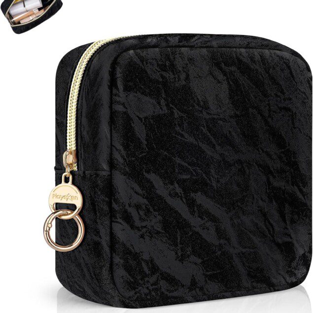 Mini pochette maquillage en cuir : élégante trousse de rangement pour femme en voyage