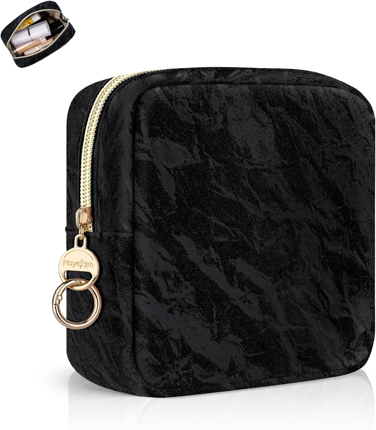 Mini pochette maquillage en cuir : élégante trousse de rangement pour femme en voyage
