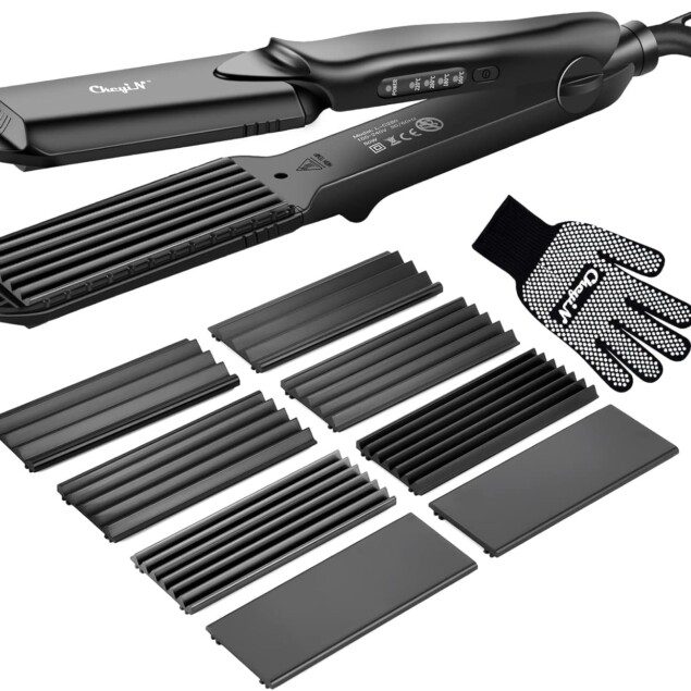 Fer à lisser multifonction 4 en 1 : pour des coiffures variées à la maison Transformez vos cheveux avec des boucles, des frisures ou un lissage parfait grâce à des plaques en céramique interchangeables et une température réglable de 160 à 220 °C.