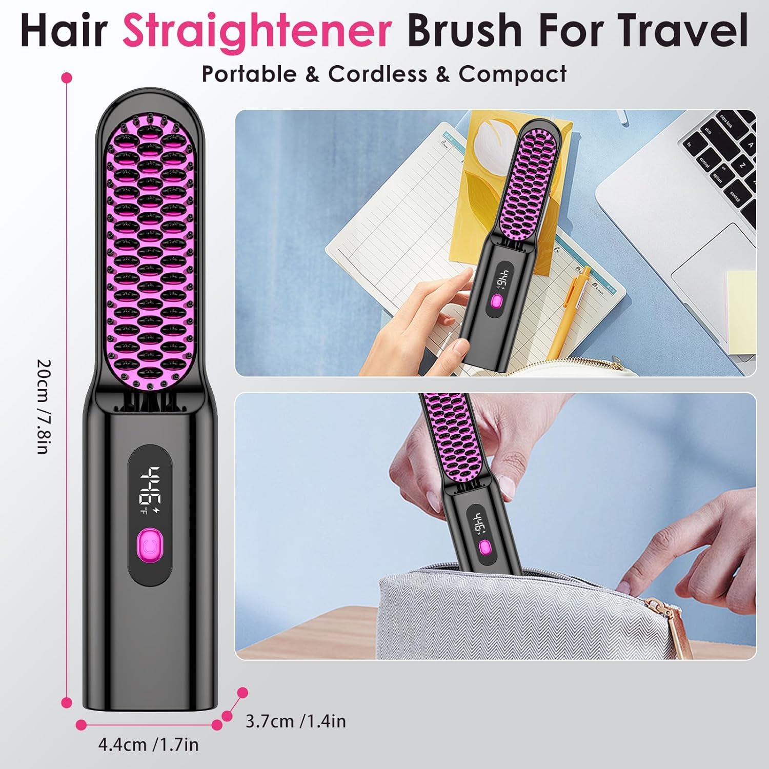 Brosse lissante sans fil : l'outil professionnel idéal pour des cheveux lisses et brillants Découvrez la brosse chauffante portable, rechargeable et efficace pour un coiffage rapide et impeccable – Image 7