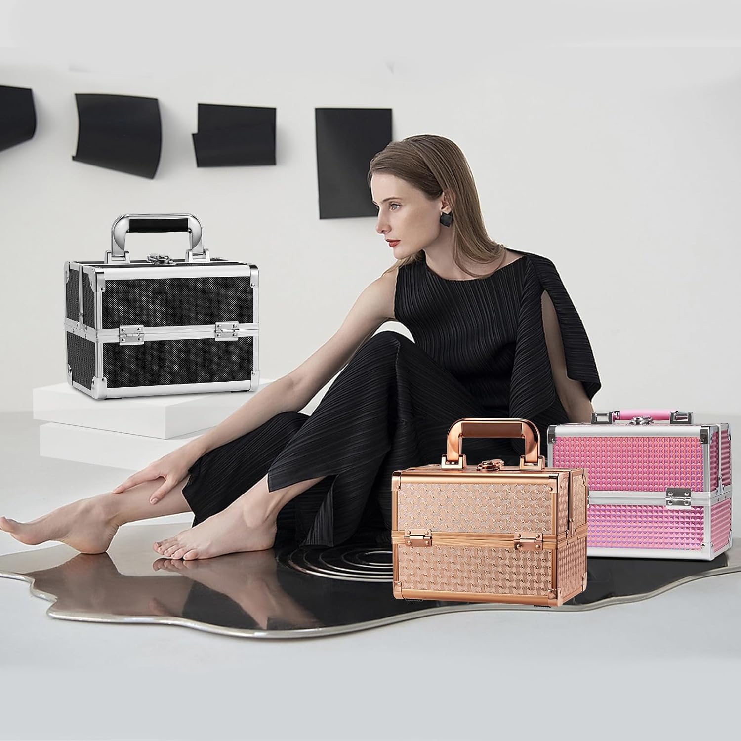 Organisateur de maquillage élégant : mallette de rangement pour femmes, idéale pour le voyage et la beauté – Image 6