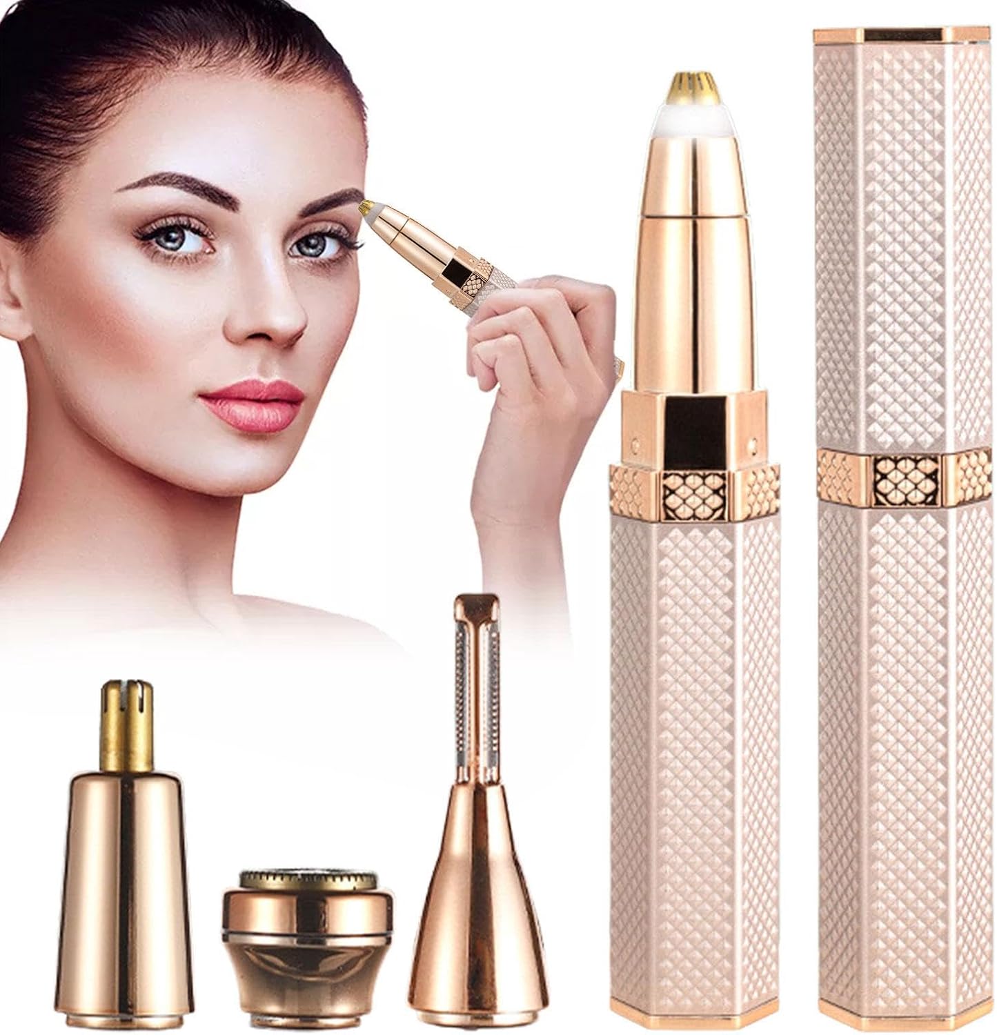 Épilateur facial pour femmes : tondeuse à sourcils et rasoir 4 en 1, pour un visage parfaitement lisse et sans douleur