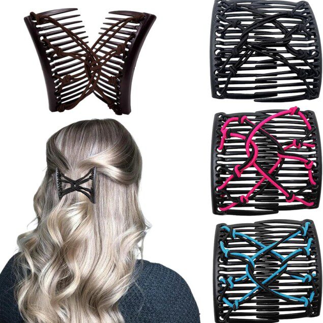 Peigne magique pour cheveux épais : découvrez le lot de 4 pinces élastiques vintage réglables pour une coiffure parfaite