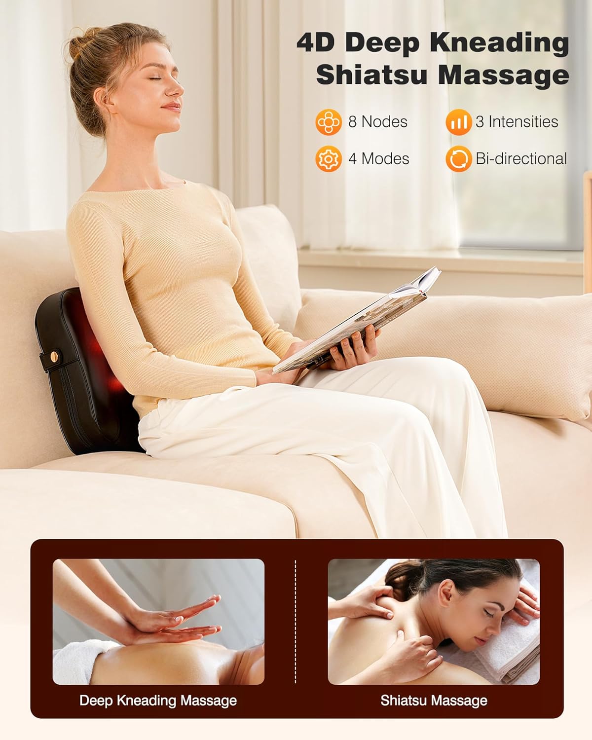 Masseur de dos avec chauffage : soulagement des douleurs au cou et aux épaules pour un confort optimal au bureau – Image 3