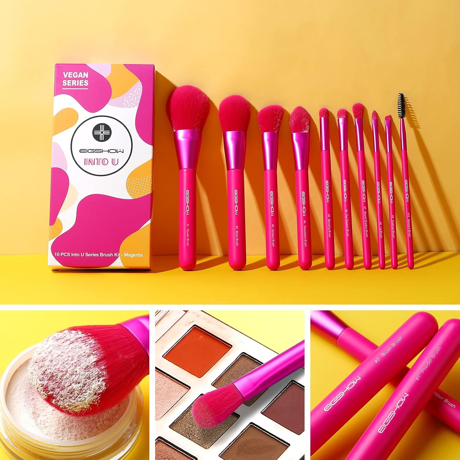Set de pinceaux de maquillage pour un teint parfait : 10 accessoires en nanofibres pour estomper fond de teint, poudre et contours avec élégance – Image 5