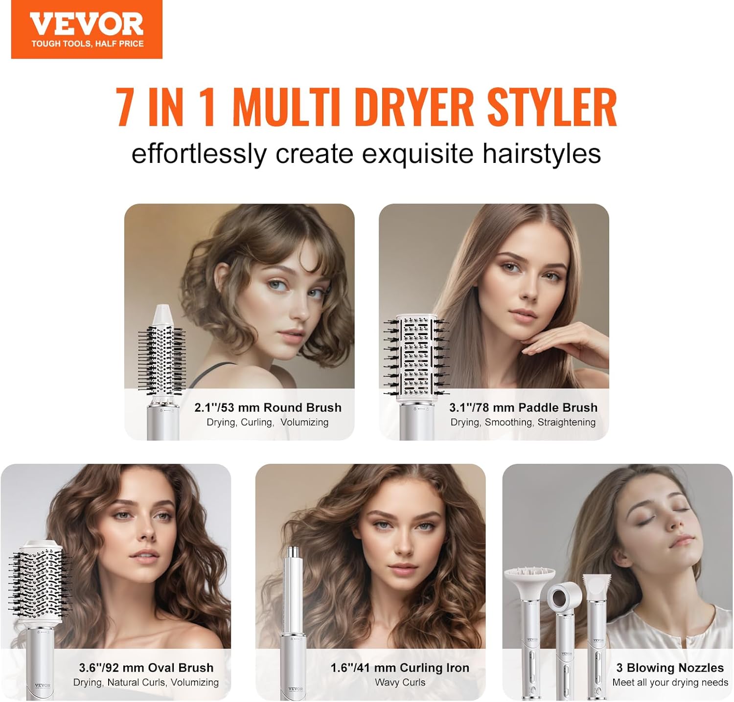 Brosse Sèche-Cheveux 7 en 1 : Coiffage Professionnel – Image 2