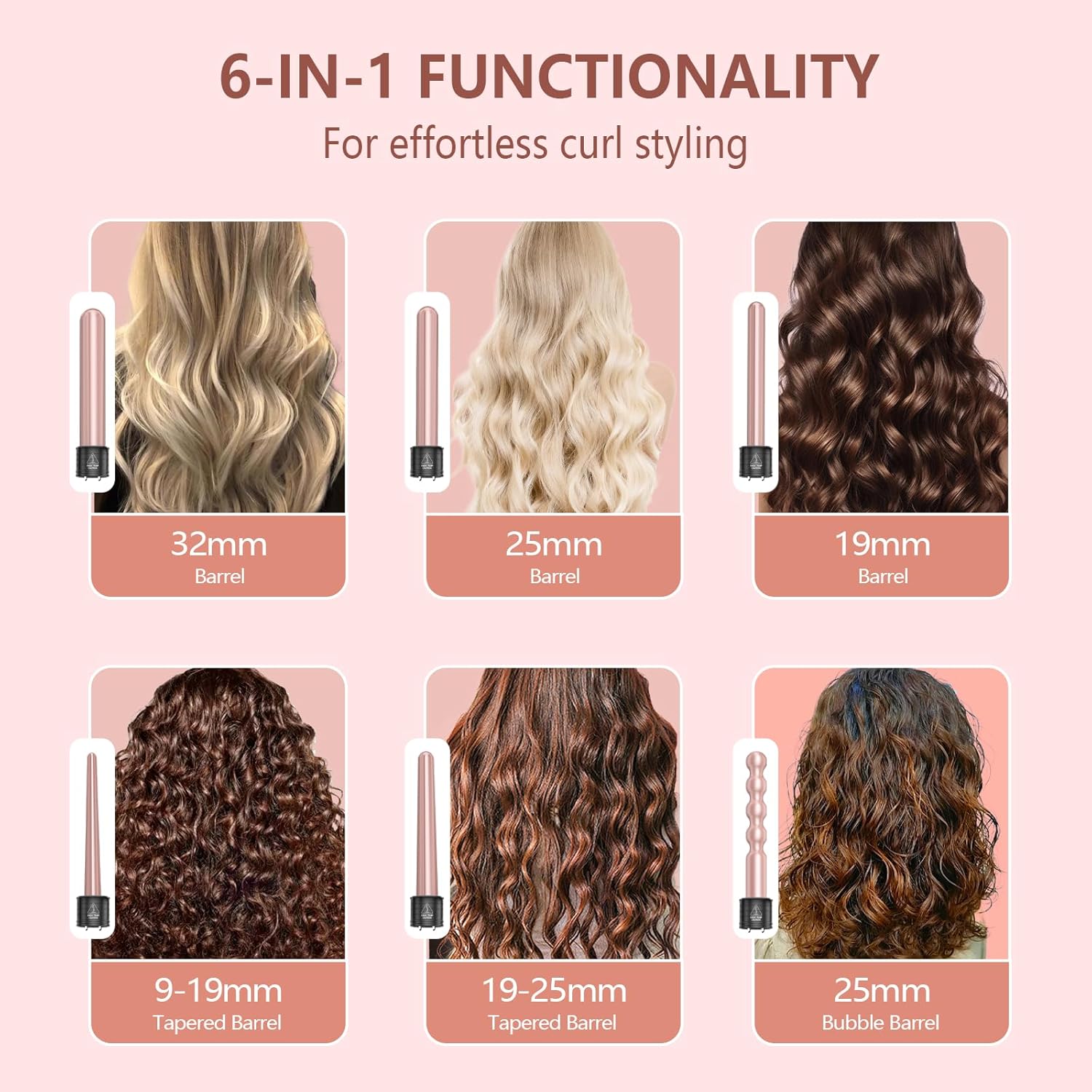 Fer à friser cheveux en céramique 6 en 1 : l'outil indispensable pour des boucles parfaites et durables – Image 3