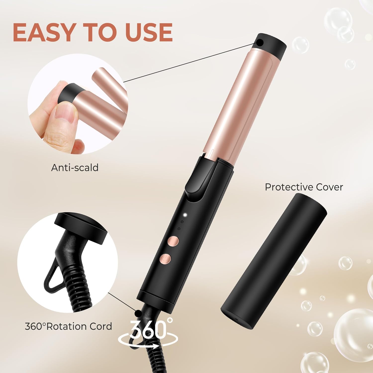 Mini fer à boucler pour cheveux court : boucleur de voyage 25 mm avec sac de rangement et température réglable pour des boucles élégantes en toute simplicité – Image 9