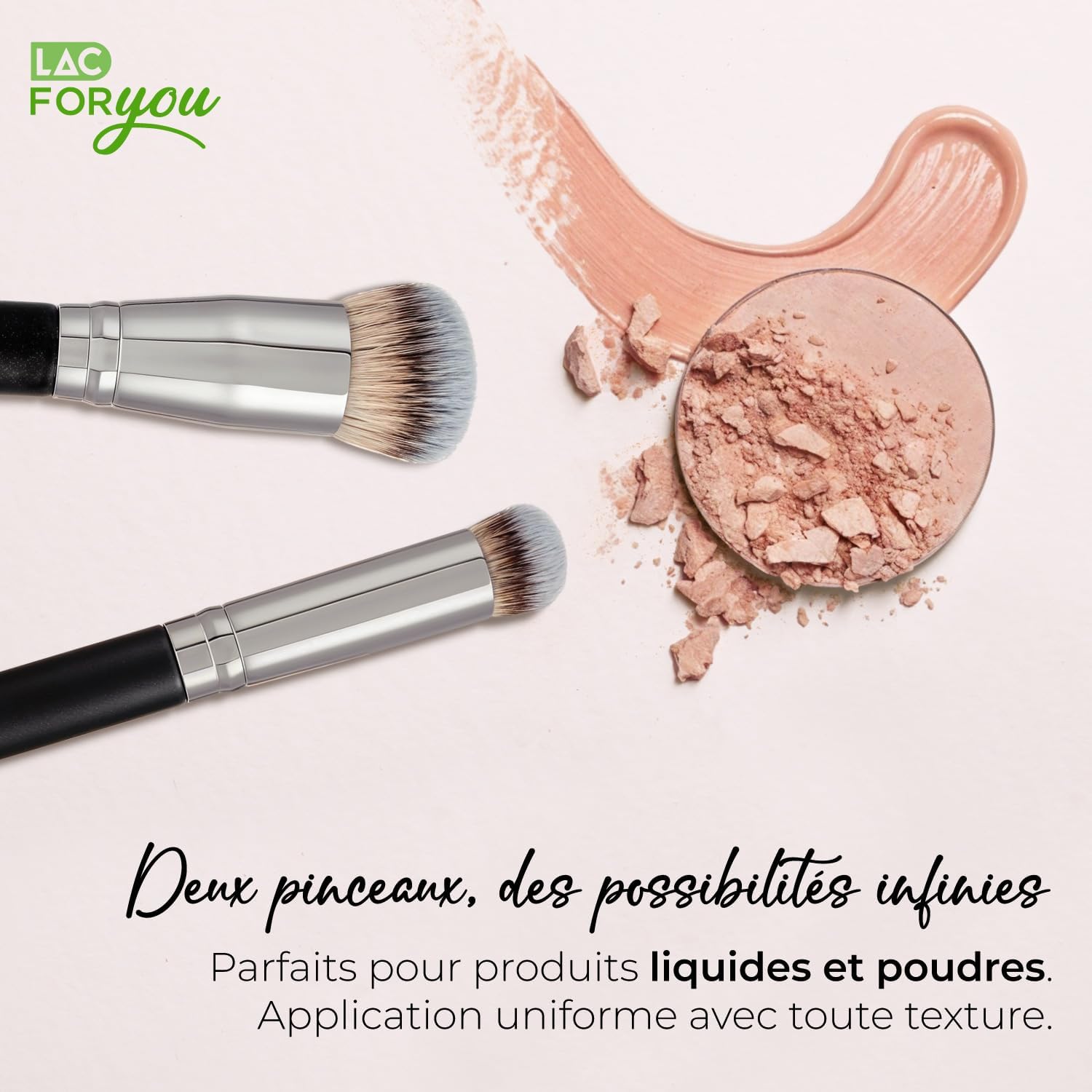 Pinceaux de maquillage professionnels : set 2 pièces pour un teint parfait Découvrez le pinceau fond de teint oblique et le pinceau anti-cernes yeux, adaptés aux passionnées de maquillage recherchant un fini impeccable grâce à des poils denses et un manche cylindrique ergonomique. – Image 6