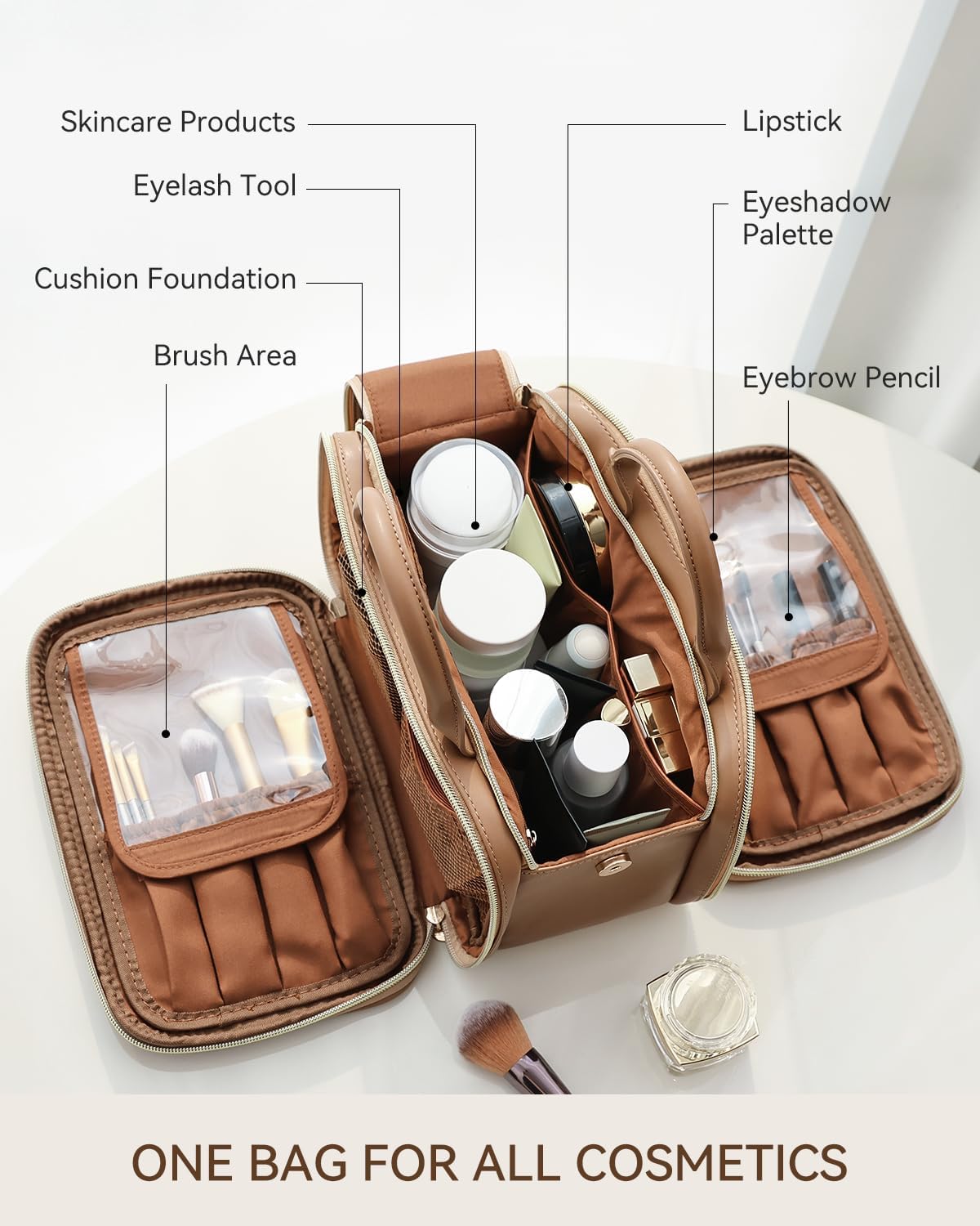 Trousse de maquillage pour les voyageuses : grande capacité et compartiments pratiques pour un rangement optimisé – Image 5
