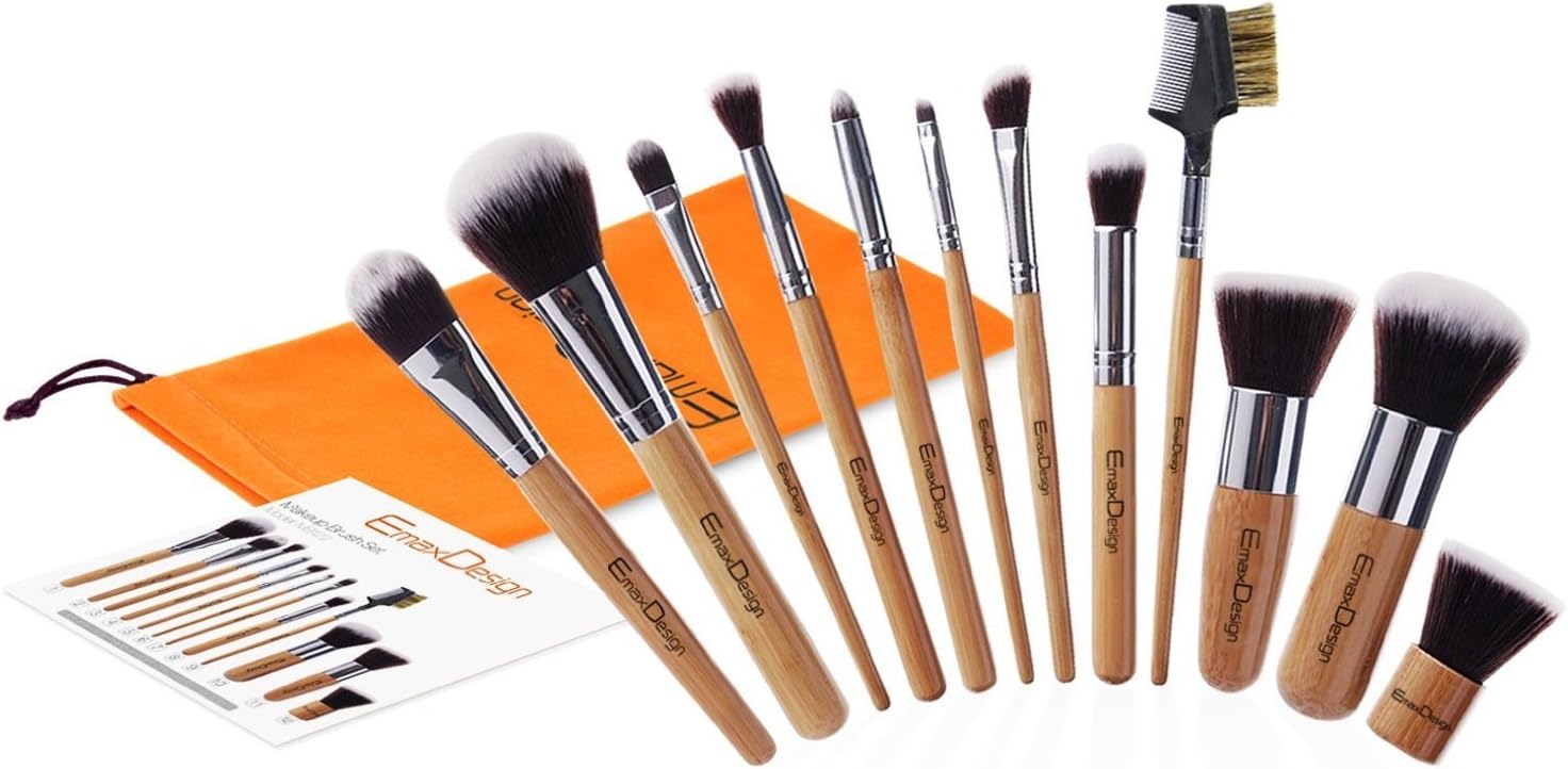 Ensemble de 12 brosses de maquillage professionnel : l'outil idéal pour les passionnées de beauté Découvrez la qualité supérieure de nos pinceaux en bambou pour un teint parfait et un maquillage irréprochable – Image 2