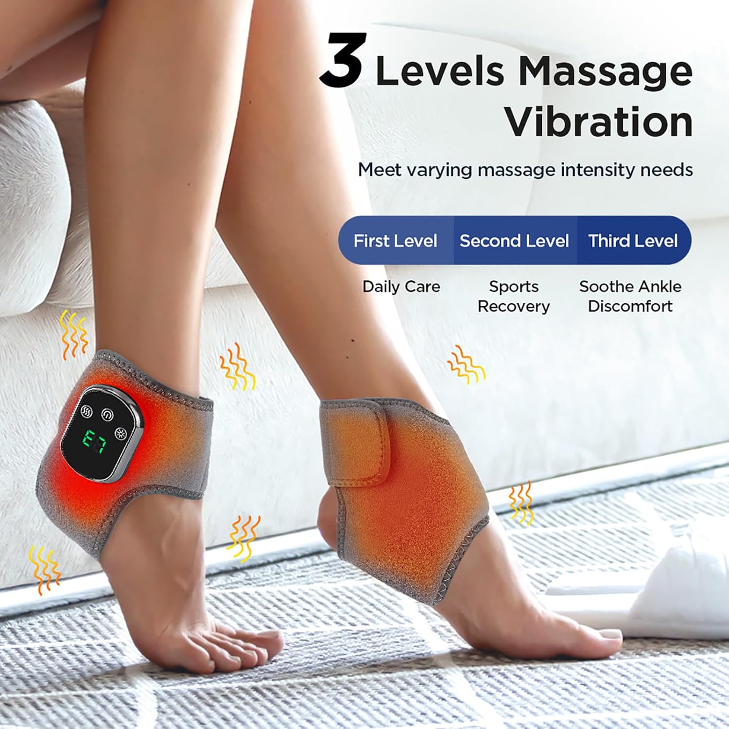 Appareil de massage 3-en-1 pour les pieds : soulagement et détente grâce à la thérapie par la chaleur infrarouge pour les chevilles – Image 3