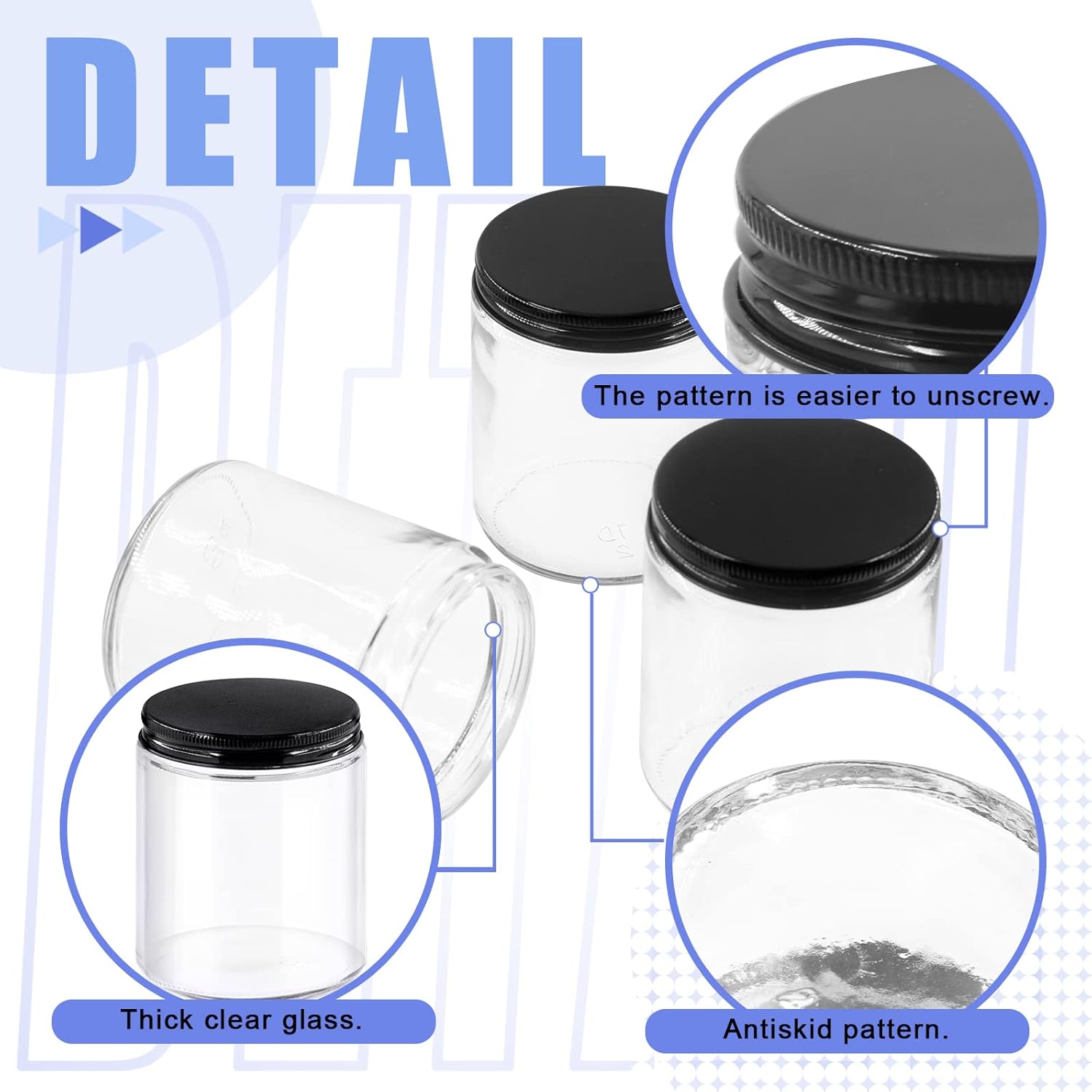 Bocaux ronds en verre transparent : idéal pour le rangement esthétique des cosmétiques et produits de beauté – Image 3