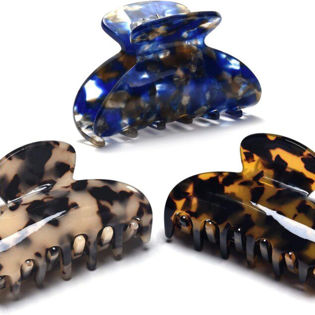 Pinces à cheveux antidérapantes : lot de 3 griffes élégantes pour femmes et filles Idéales pour un maintien parfait, disponibles en écaille de tortue et motifs léopard