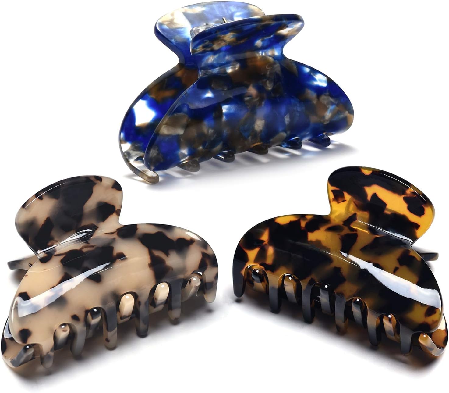 Pinces à cheveux antidérapantes : lot de 3 griffes élégantes pour femmes et filles Idéales pour un maintien parfait, disponibles en écaille de tortue et motifs léopard