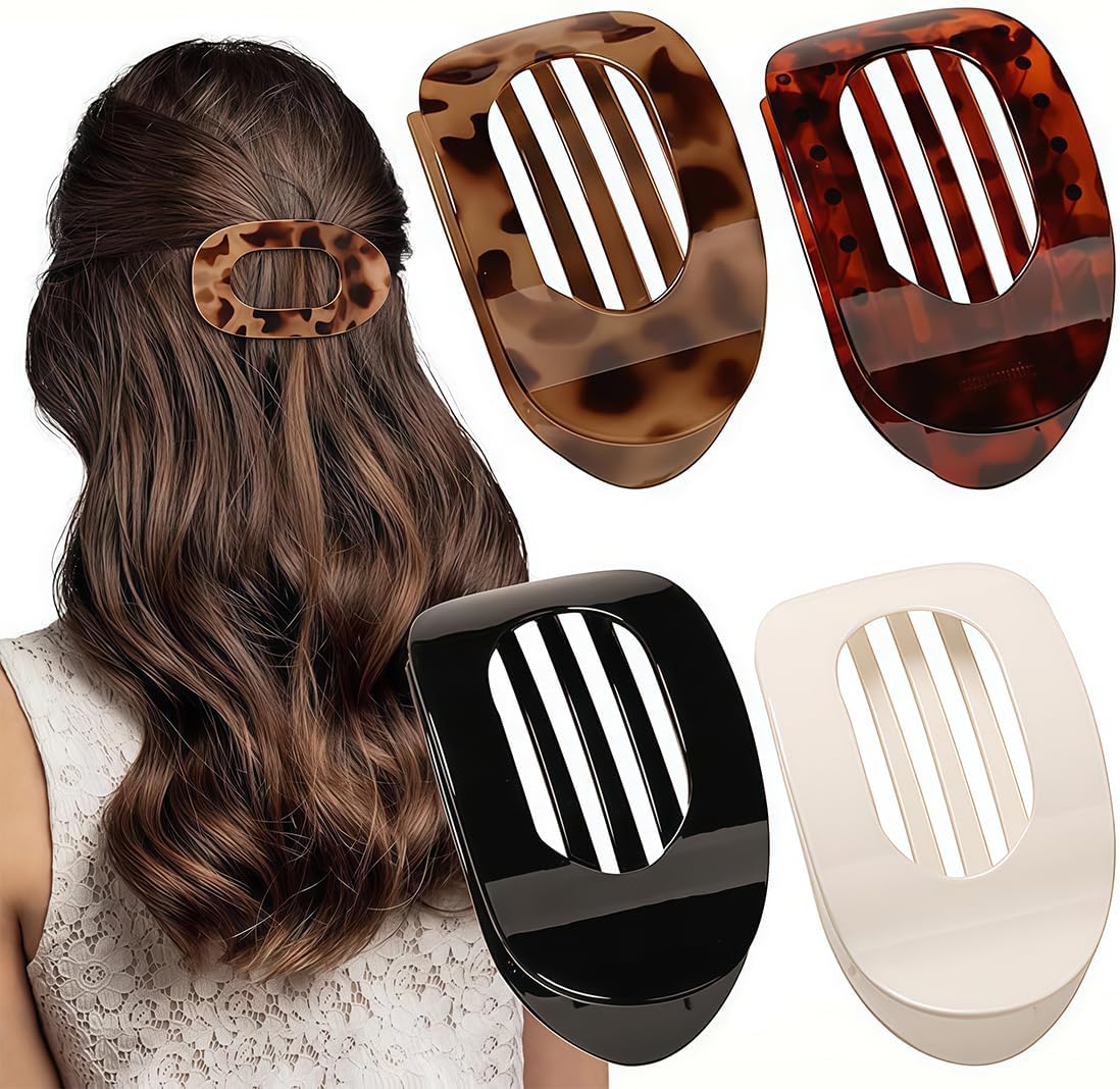 Pinces à cheveux plates pour femme : lot de 4 accessoires élégants et antidérapants pour une tenue parfaite