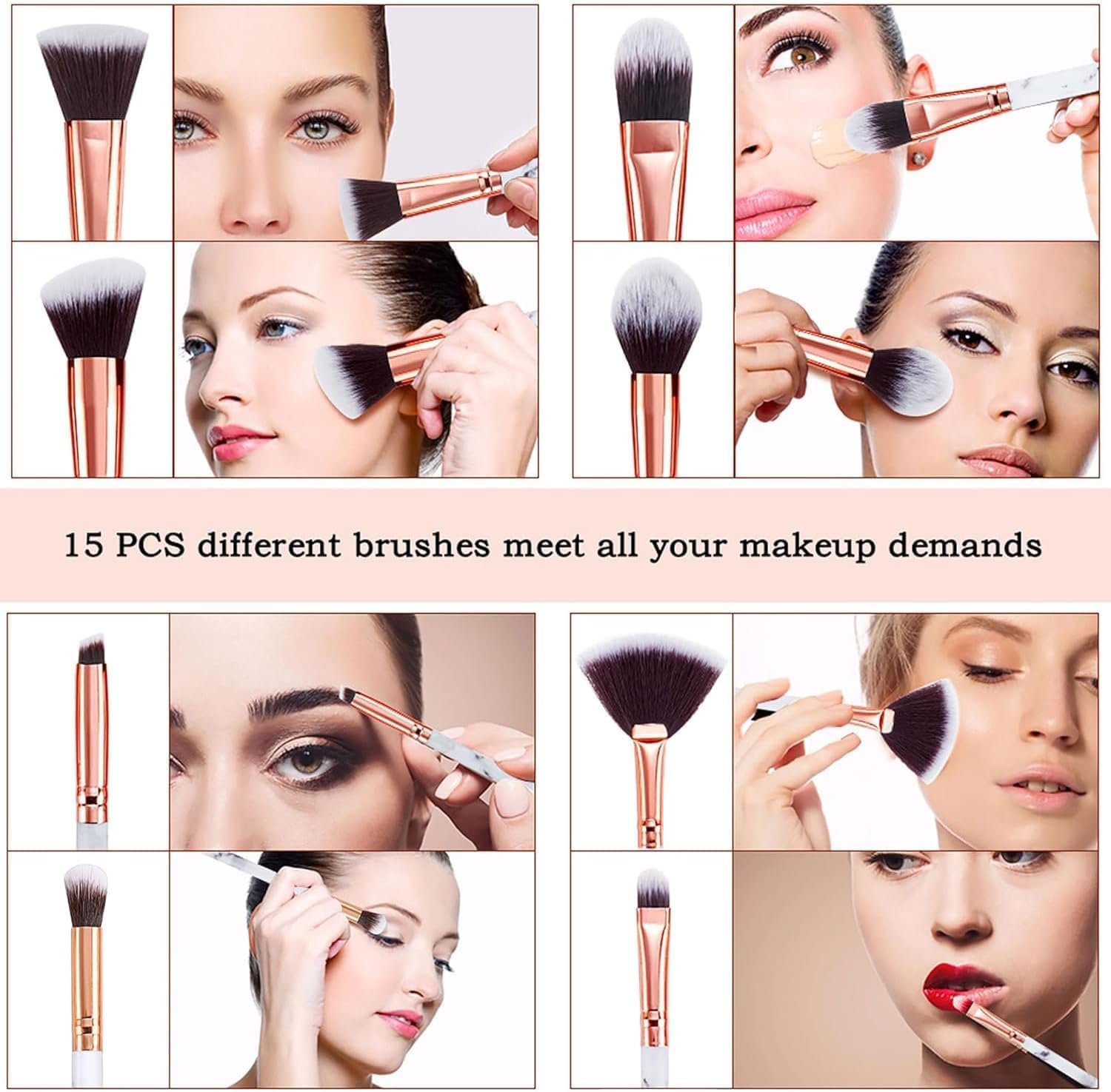 Pinceaux maquillage professionnels en marbre : kit de 15 pour un look parfait Découvrez notre set de pinceaux maquillage en marbre, idéal pour les passionnés de beauté. Ce coffret élégant comprend 15 pinceaux spécialement conçus pour appliquer le cache-cernes en poudre et le fard à paupières, le tout présenté dans un magnifique seau en marbre. Un cadeau parfait pour sublimer votre routine de maquillage ! – Image 6
