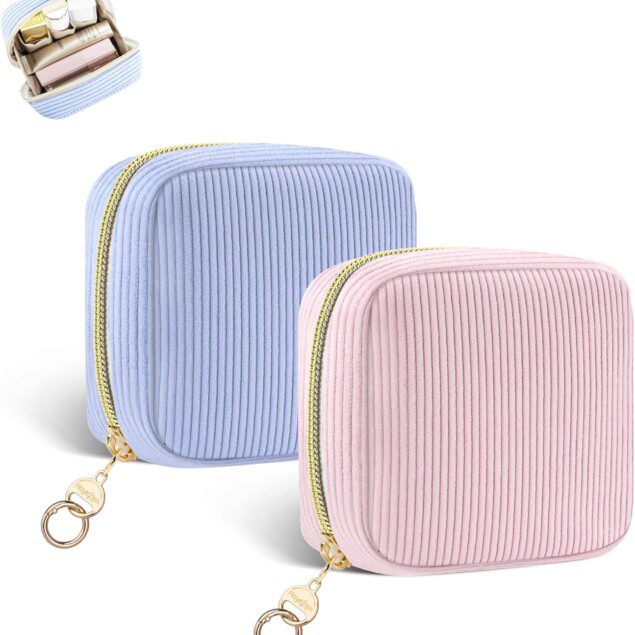 Mini trousse de maquillage en velours côtelé : le sac idéal pour les femmes en voyage   Offrez-vous une organisation élégante avec cette pochette à cosmétiques pratique, parfaite pour ranger rouge à lèvres et vernis à ongles, un cadeau idéal pour les anniversaires et Noël.