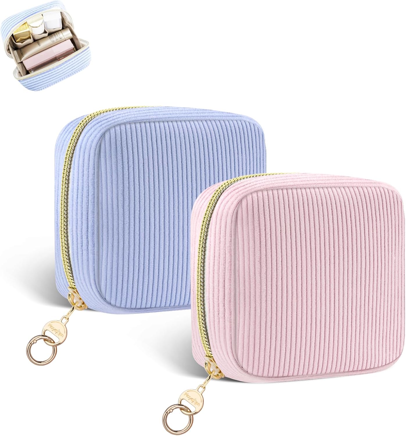 Mini trousse de maquillage en velours côtelé : le sac idéal pour les femmes en voyage   Offrez-vous une organisation élégante avec cette pochette à cosmétiques pratique, parfaite pour ranger rouge à lèvres et vernis à ongles, un cadeau idéal pour les anniversaires et Noël.
